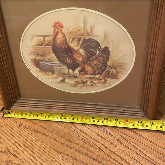 Vintage Rooster Hen Chicken farm wooden frame. - Picture 5 of 6